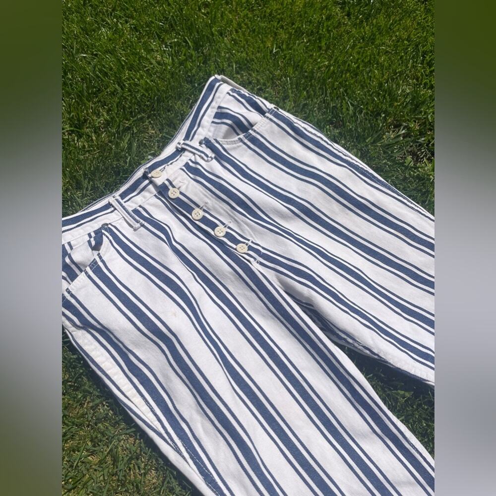 60s Vintage Wrangler Misses Striped Button Fly Jeans - Picture 2 of 13